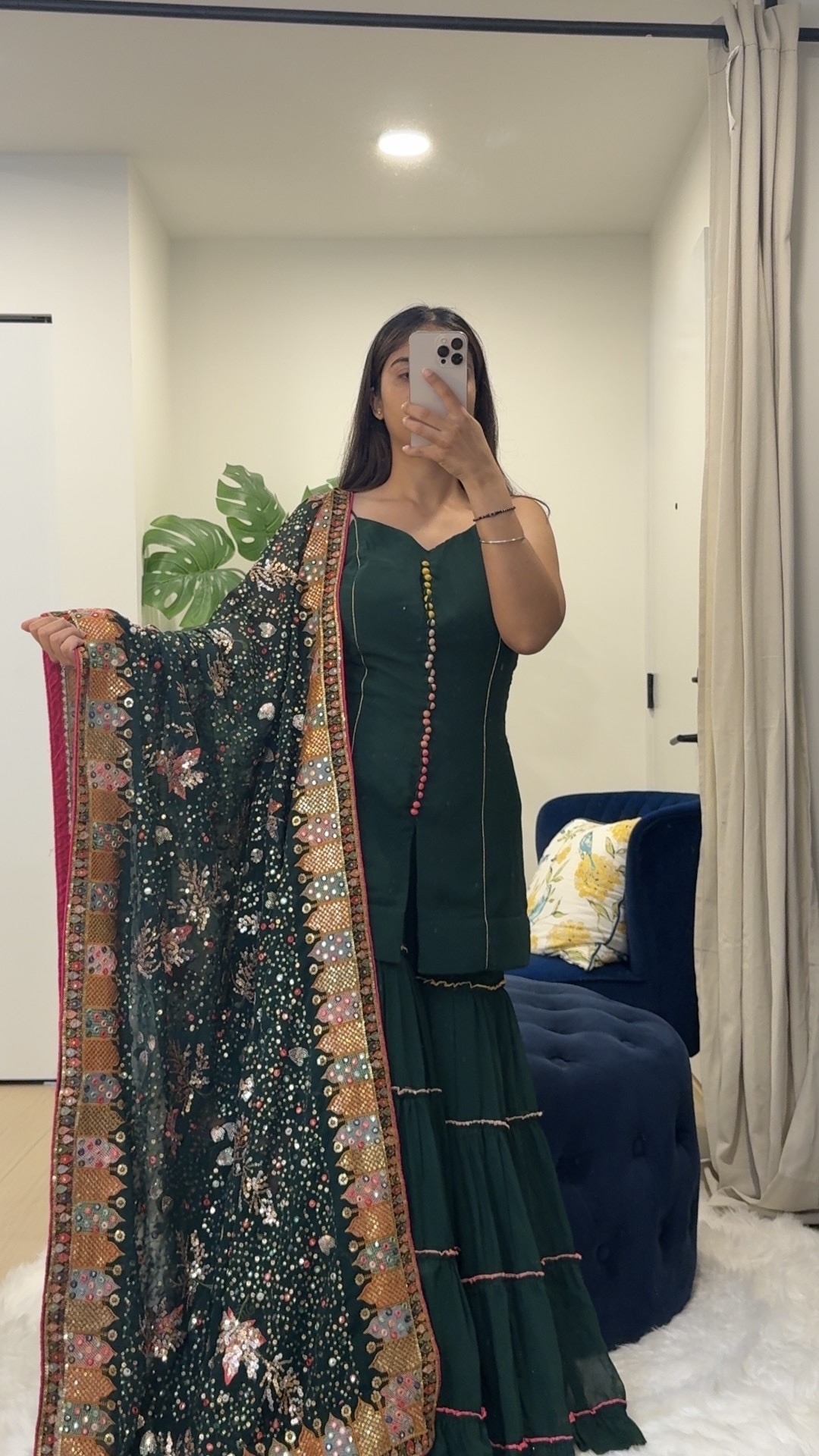 Emerald Green Sharara Suit Set view 2
