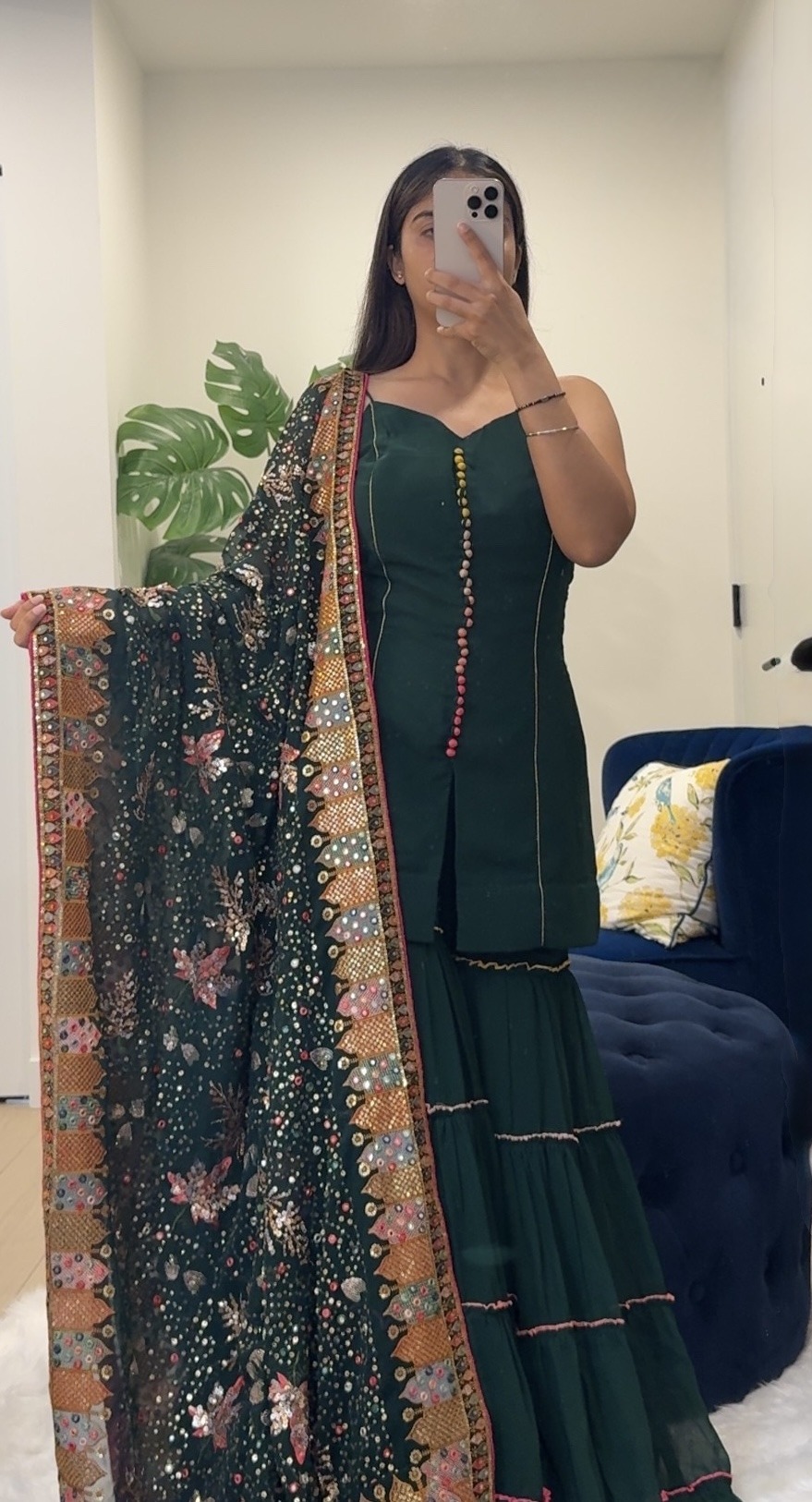 Emerald Green Sharara Suit Set view 4