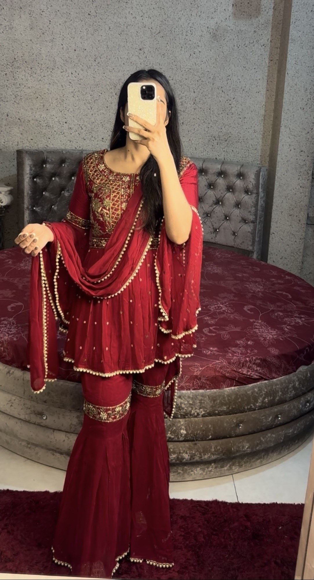 Ruby Red Sharara Suit Set — Suit Set / Sharara Suit rental in Surrey, BC
